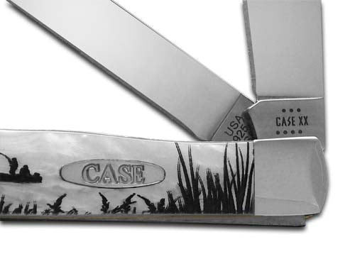 W.R. Case XX Knives Bass Fever Trapper 6073BASS-HP White Pearl Stainless Pocket Knife 6073HP-BASS