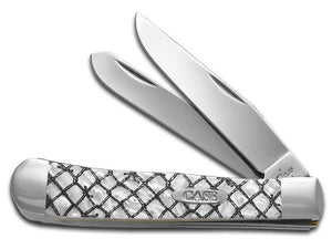W.R. Case XX Knives White Pearl Corelon Fishing Net Trapper 1/500 Stainless Pocket Knife CA6073HP - FN CA6073HP-FN