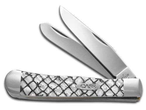W.R. Case XX Knives White Pearl Corelon Fishing Net Trapper 1/500 Stainless Pocket Knife CA6073HP - FN CA6073HP-FN