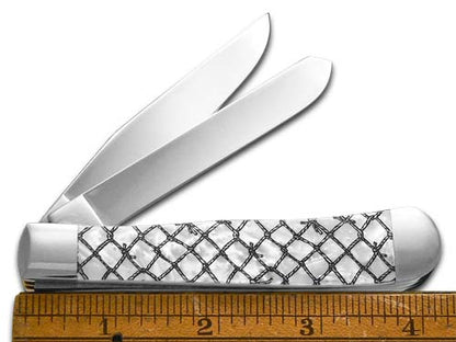 W.R. Case XX Knives White Pearl Corelon Fishing Net Trapper 1/500 Stainless Pocket Knife CA6073HP - FN CA6073HP-FN