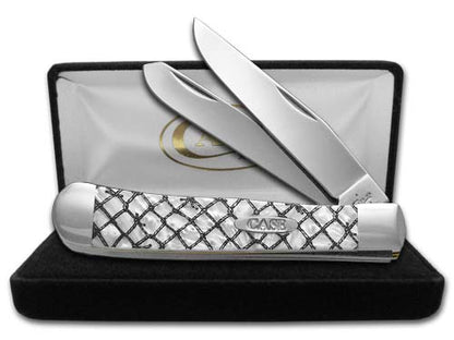 W.R. Case XX Knives White Pearl Corelon Fishing Net Trapper 1/500 Stainless Pocket Knife CA6073HP - FN CA6073HP-FN