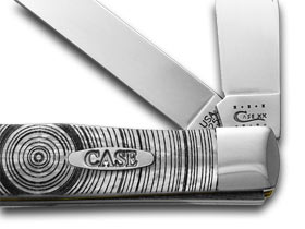W.R. Case XX Knives Trapper - Tree Rings Etched White Pearl Corelon Pocket Knife 6073HP-TR