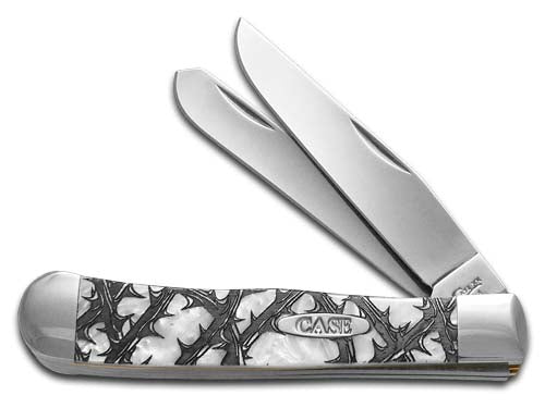 W.R. Case XX Knives White Pearl Corelon Rose Thorn Trapper 1/500 Stainless Pocket Knife CA6073HP-RT