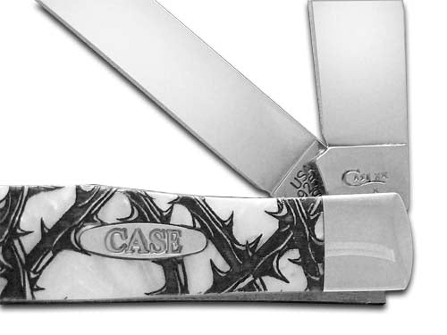 W.R. Case XX Knives White Pearl Corelon Rose Thorn Trapper 1/500 Stainless Pocket Knife CA6073HP-RT