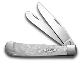 W.R. Case XX Knives Trapper - Custom White Pearl Corelon Pocket Knife 6073HP