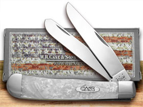 W.R. Case XX Knives Trapper - Custom White Pearl Corelon Pocket Knife 6073HP