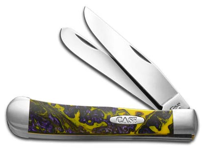 W.R. Case XX Knives Yellow and Purple Corelon Trapper Stainless Pocket Knife CA6073 YP