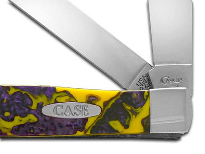 W.R. Case XX Knives Yellow and Purple Corelon Trapper Stainless Pocket Knife CA6073 YP