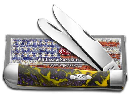 W.R. Case XX Knives Yellow and Purple Corelon Trapper Stainless Pocket Knife CA6073 YP