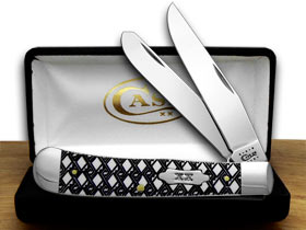 W.R. Case XX Knives White Delrin Celtic Maze Trapper 1/500 Pocket Knife 6137 CM