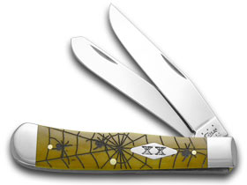 W.R. Case XX Knives Antique Bone Woodland Spiders Stainless Trapper 1/500 Pocket Knife 6142 WS