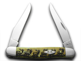 W.R. Case XX Knives Elk Walking 1/500 Muskrat Smooth Antique Bone Pocket Knife 6442 E
