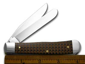 W.R. Case XX Knives Gold Mesh Smooth Black Delrin Trapper 1/500 Stainless Pocket Knife 6447 G-MH