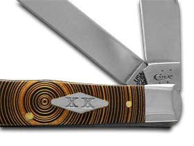W.R. Case XX Knives Gold Tree Rings Black Synthetic Delrin Trapper 1/500 Pocket Knife 6447 G-TR