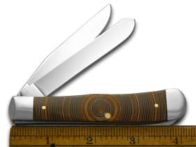 W.R. Case XX Knives Gold Tree Rings Black Synthetic Delrin Trapper 1/500 Pocket Knife 6447 G-TR