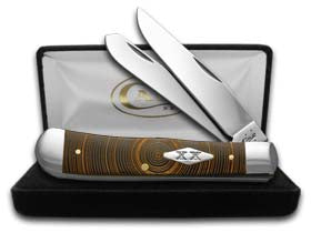 W.R. Case XX Knives Gold Tree Rings Black Synthetic Delrin Trapper 1/500 Pocket Knife 6447 G-TR