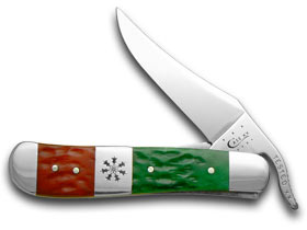 Case XX™ Knives Russlock Christmas Red & Bright Green Bone Stainless Pocket Knife 65102