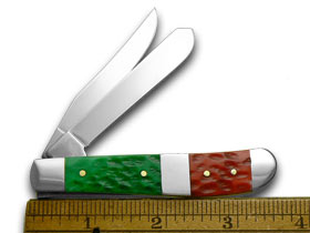 Case XX™ Knives Mini Trapper Christmas Red Bright Green Bone Stainless 65103