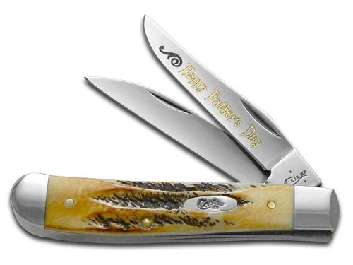 W.R. Case XX Knives Happy Father's Day BoneStag Mini Trapper Stainless Pocket Knife 65305 HFD