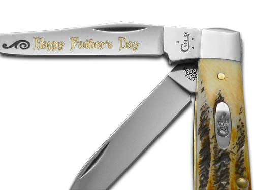 W.R. Case XX Knives Happy Father's Day BoneStag Mini Trapper Stainless Pocket Knife 65305 HFD