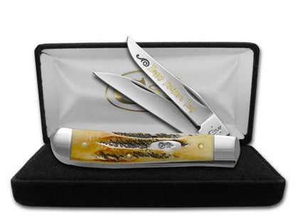 W.R. Case XX Knives Happy Father's Day BoneStag Mini Trapper Stainless Pocket Knife 65305 HFD