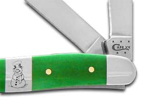 Case XX™ Knives Medium Stockman Christmas Bright Green Bone Snowman Pocket Knife 65581