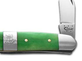 Case XX™ Knives Muskrat Christmas Bells Bright Green Bone Stainless Pocket Knife 65582