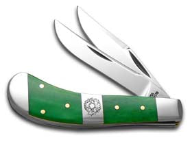 W.R. Case XX Knives Christmas Bright Green Bone Saddlehorn Stainless Pocket Knife 65585