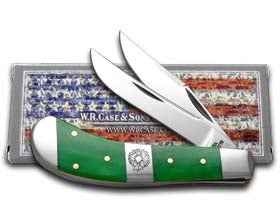 W.R. Case XX Knives Christmas Bright Green Bone Saddlehorn Stainless Pocket Knife 65585