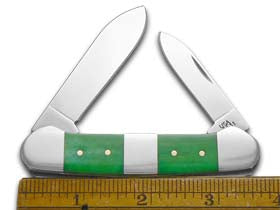 W.R. Case XX Knives Christmas Bright Green Bone Canoe Stainless Pocket Knife 65586