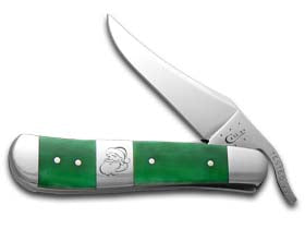 W.R. Case XX Knives Christmas Bright Green Bone Russlock Stainless Pocket Knife 65587