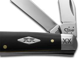 W.R. Case XX Knives Engraved Bolster Black Synthetic Delrin Mini Trapper 1/500 Stainless Pocket Knife 6696