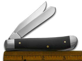 W.R. Case XX Knives Engraved Bolster Black Synthetic Delrin Mini Trapper 1/500 Stainless Pocket Knife 6696