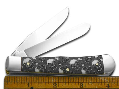W.R. Case XX Knives Skulls Natural Bone Trapper 1/500 Stainless Pocket Knife 6740SK