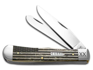 W.R. Case XX Knives U.S. Flag Natural Bone Trapper 1/500 Stainless Pocket Knife 6740 USF