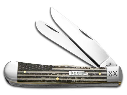 W.R. Case XX Knives U.S. Flag Natural Bone Trapper 1/500 Stainless Pocket Knife 6740 USF