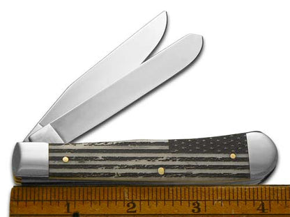 W.R. Case XX Knives U.S. Flag Natural Bone Trapper 1/500 Stainless Pocket Knife 6740 USF