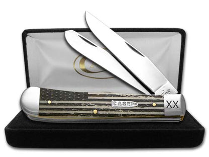 W.R. Case XX Knives U.S. Flag Natural Bone Trapper 1/500 Stainless Pocket Knife 6740 USF