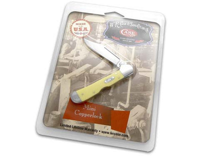 W.R. Case XX Knives Yellow Delrin Synthetic Mini Copperlock Carbon Steel Pocket Knife 70418