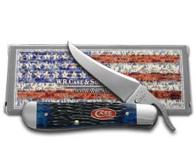 Case XX™ Knives Russlock Jigged Navy Blue Bone Stainless Pocket Knife 07057