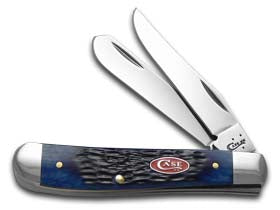 Case XX™ Knives Mini Trapper Jigged Navy Blue Bone Stainless Pocket Knife 07321