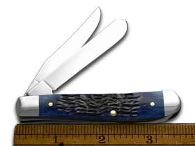 Case XX™ Knives Mini Trapper Jigged Navy Blue Bone Stainless Pocket Knife 07321