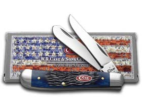 Case XX™ Knives Mini Trapper Jigged Navy Blue Bone Stainless Pocket Knife 07321