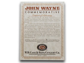 W.R. Case XX Knives John Wayne Commemorative Barnboard Jigged Dark Red Bone Trapper Pocket Knife 07444