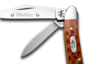 W.R. Case XX Knives Mother Etched Peanut - Red Pocket Knife Worn 781 M