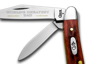 W.R. Case XX Knives World's Greatest Dad Red Bone Peanut 1/1000 Pocket Knife 781 WGD