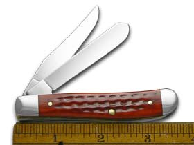 Case XX™ Knives Mini Trapper Pocket Knife Worn Jigged Old Red Bone Stainless 00784