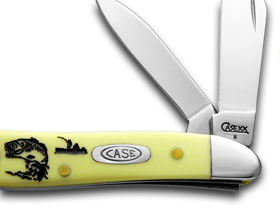 W.R. Case XX Knives Yellow Synthetic Bass Fever Peanut 1/500 Pocket Knife 80030 BF