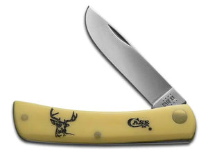 W.R. Case XX Knives Sodbuster Jr Deer Scene Etched Yellow Synthetic 1/600 Stainless Pocket Knife 80032DEER