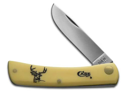 W.R. Case XX Knives Sodbuster Jr Deer Scene Etched Yellow Synthetic 1/600 Stainless Pocket Knife 80032DEER
